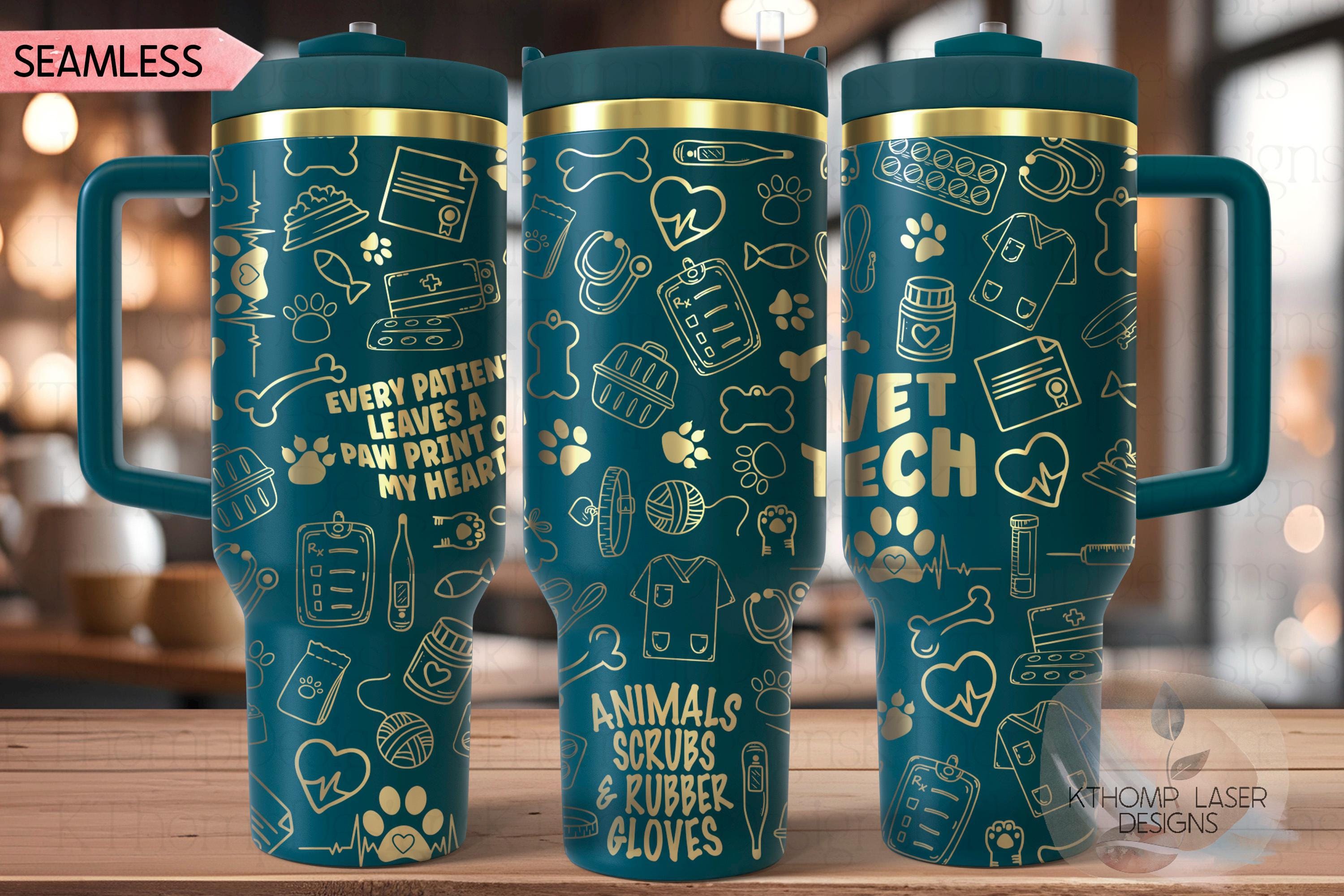 Veterinarian Vet Tech Tumbler Wrap SVG | 40oz Laser Engraving File | Rotary Ready Digital Design | Career Gift SVG