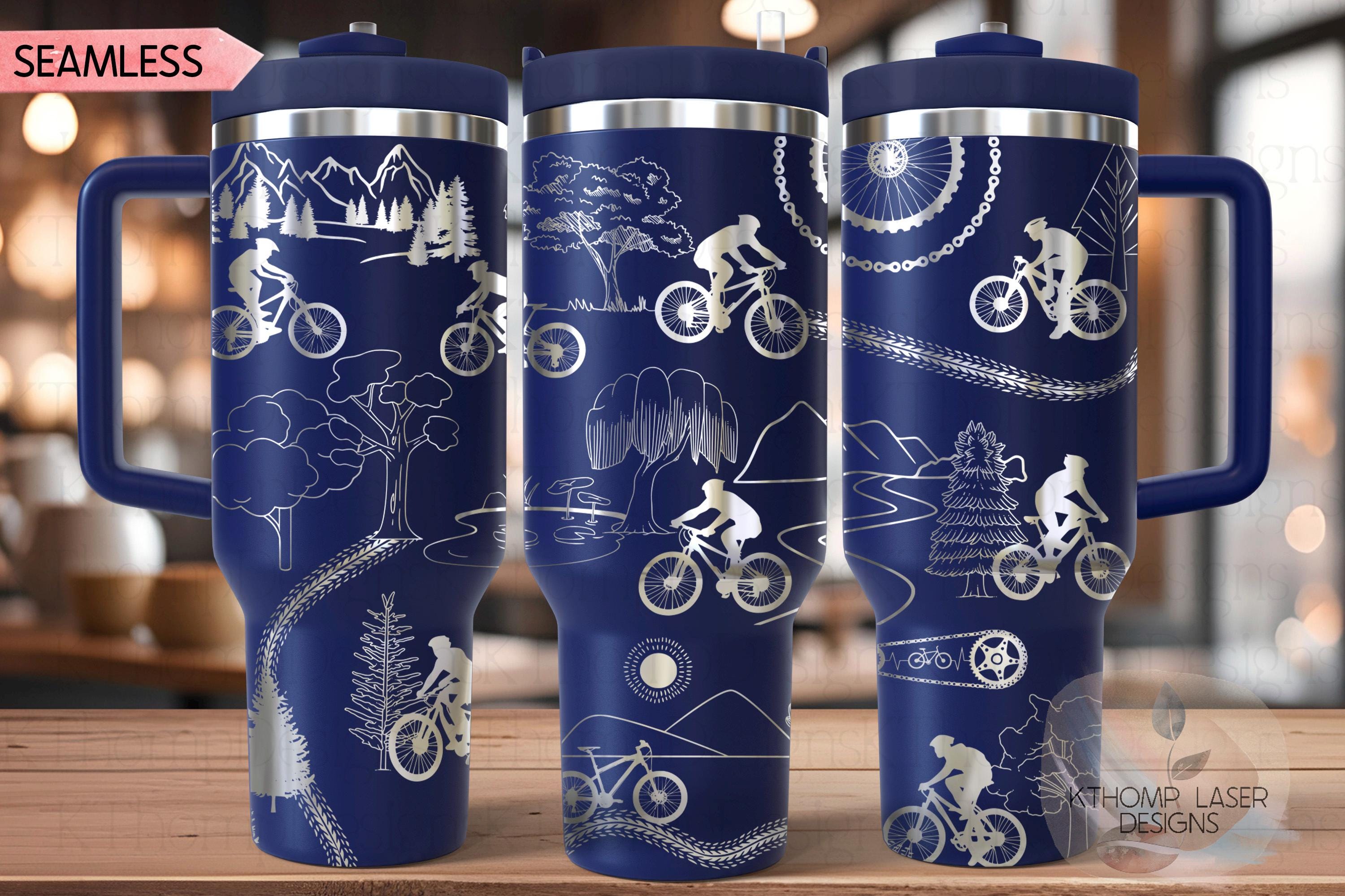 Cycling Tumbler Wrap SVG | 40oz Laser Engraving File | Rotary Ready Digital Design | Sports Fan SVG
