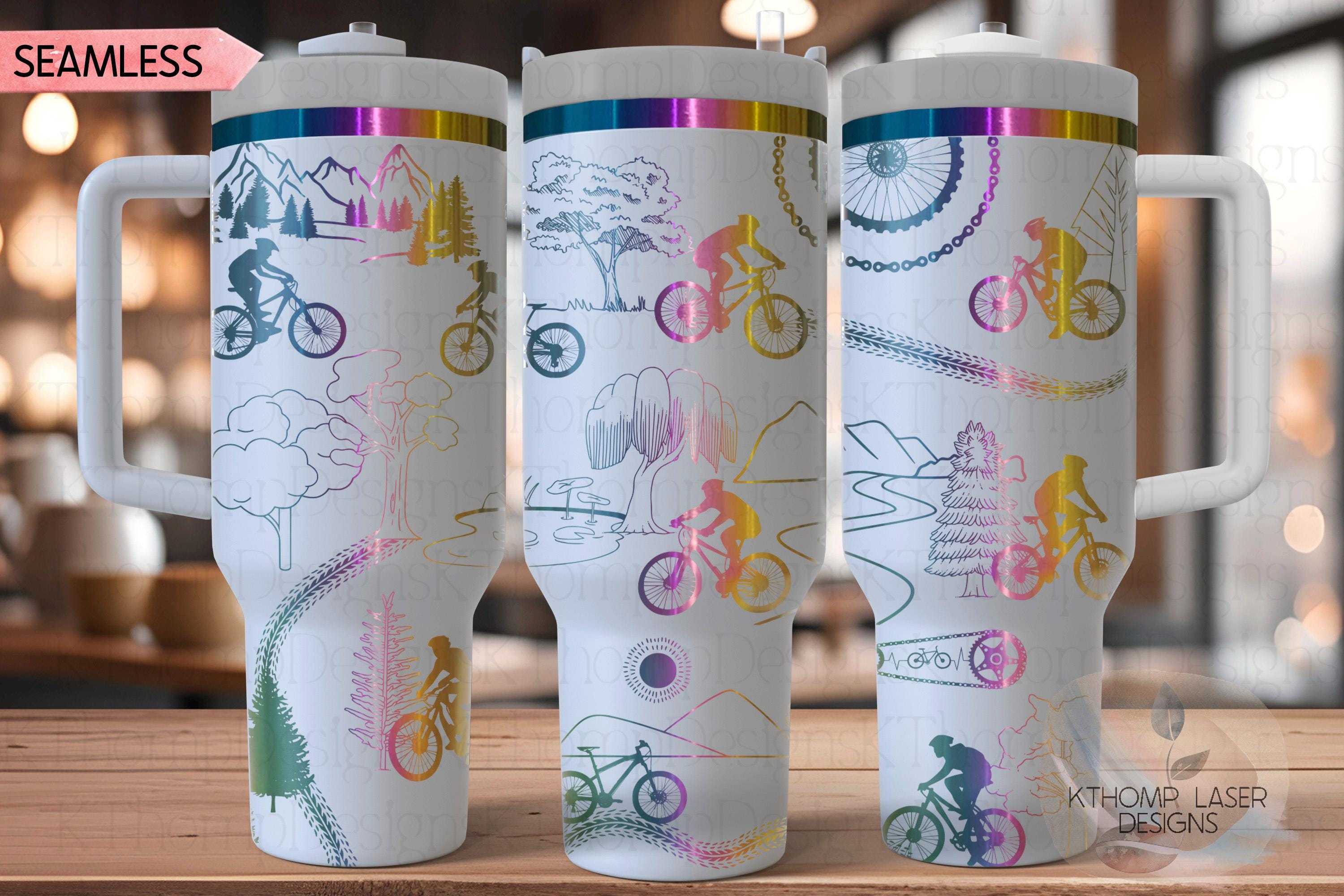 Cycling Tumbler Wrap SVG | 40oz Laser Engraving File | Rotary Ready Digital Design | Sports Fan SVG