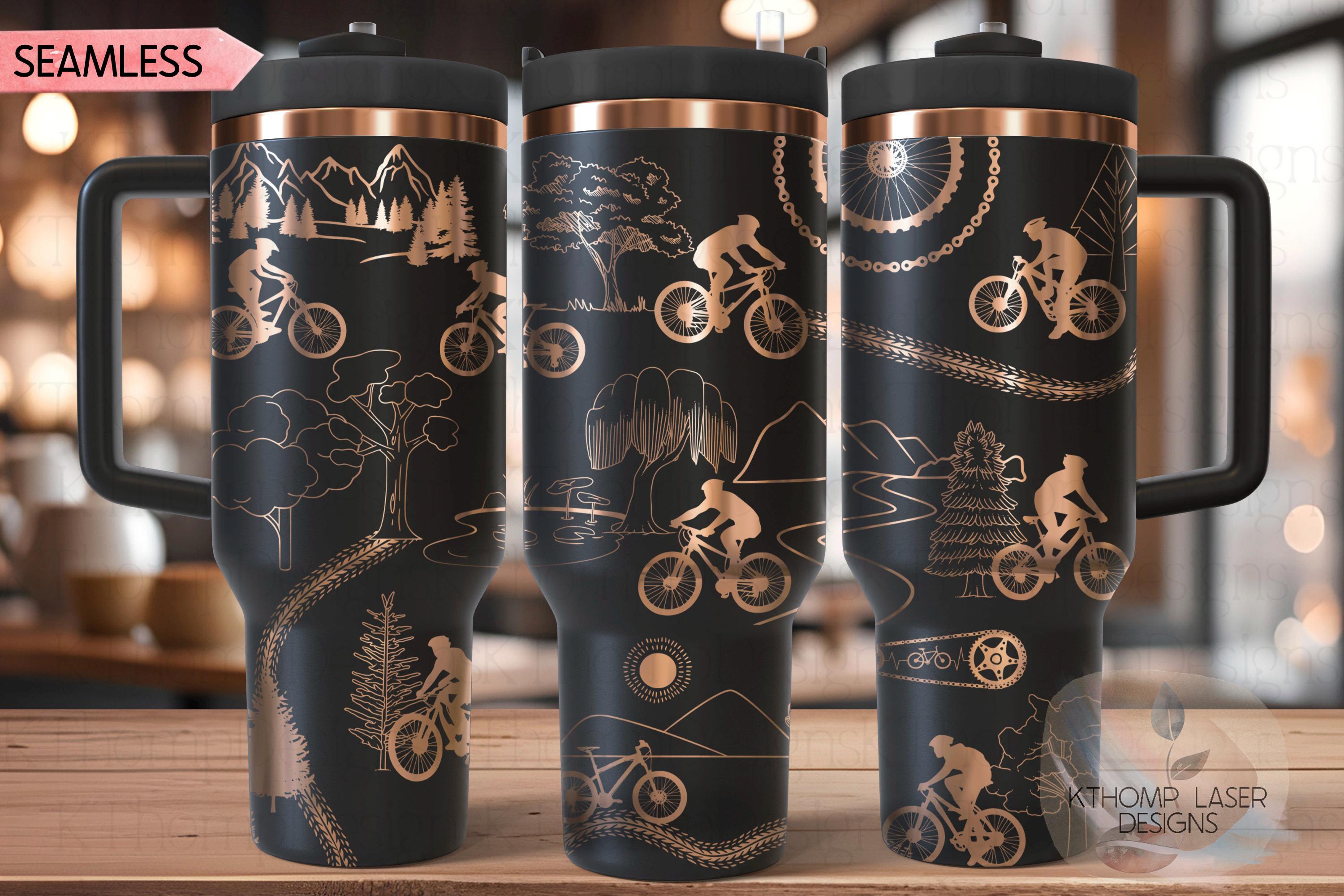 Cycling Tumbler Wrap SVG | 40oz Laser Engraving File | Rotary Ready Digital Design | Sports Fan SVG