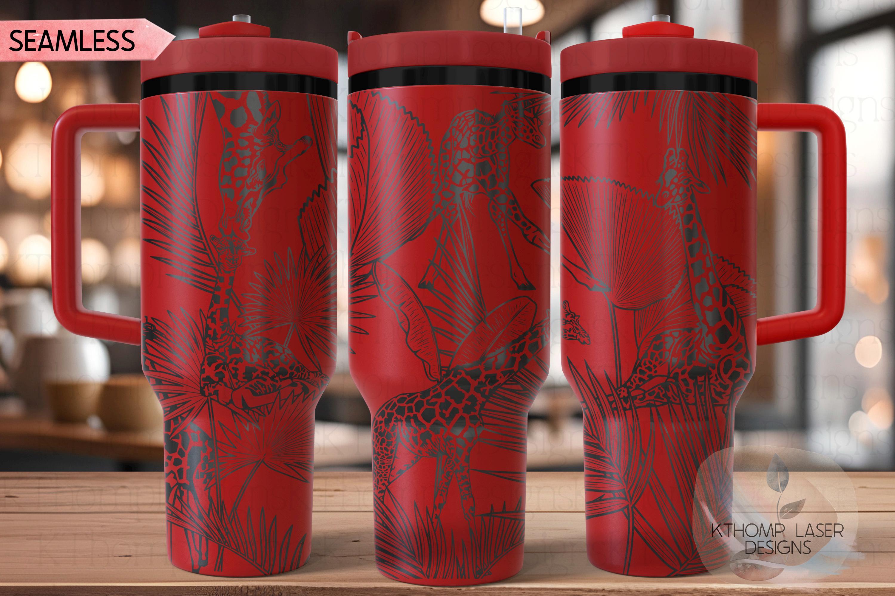 Giraffe Tumbler Wrap SVG | 40oz Laser Engraving File | Rotary Ready Digital Design | Jungle Theme SVG