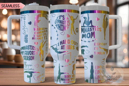 Gymnastics Mom Tumbler Wrap SVG | 40oz Laser Engraving File | Rotary Ready Digital Design | Mom Life SVG
