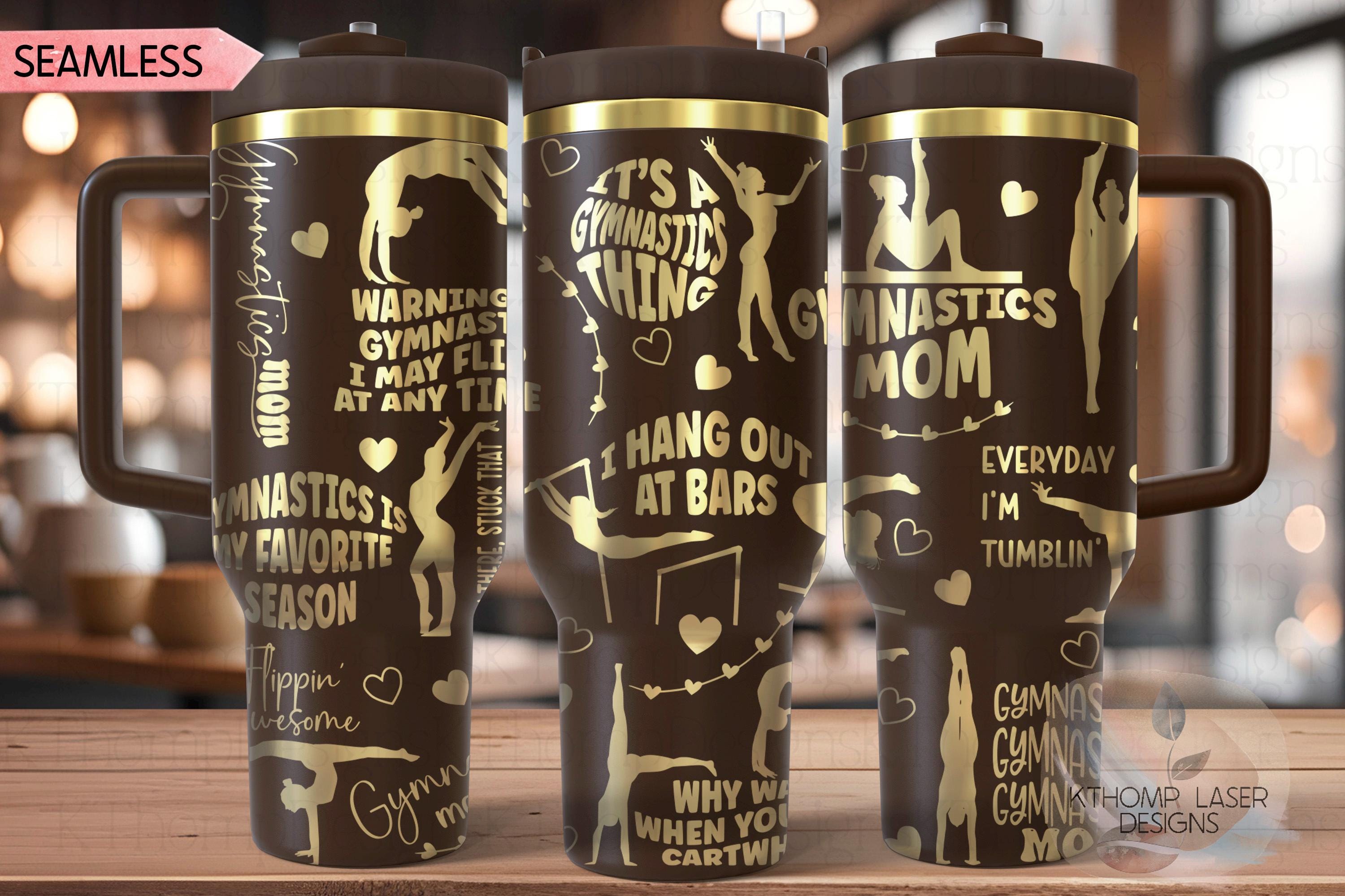 Gymnastics Mom Tumbler Wrap SVG | 40oz Laser Engraving File | Rotary Ready Digital Design | Mom Life SVG