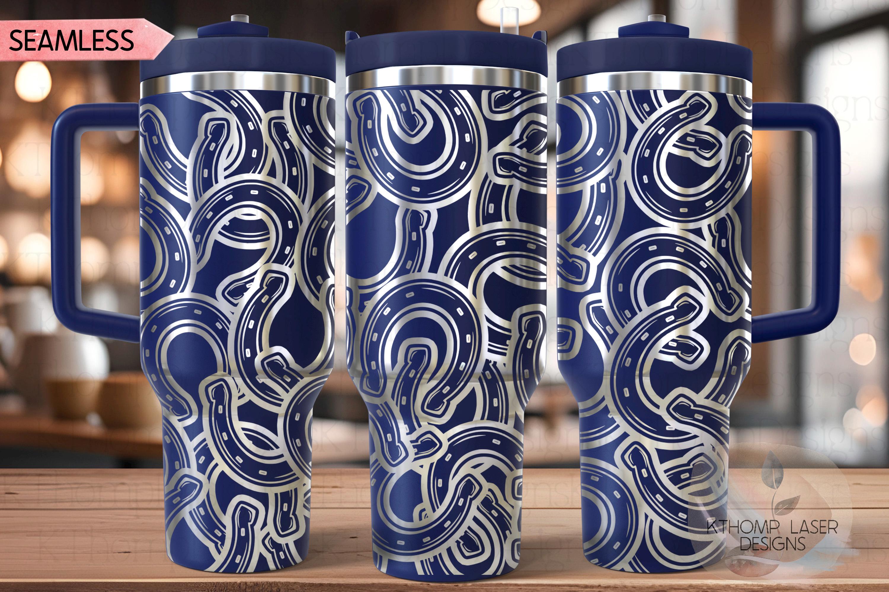 Horseshoes Burst Tumbler Wrap SVG | 40oz Laser Engraving File | Rotary Ready Digital Design | Western Farm SVG