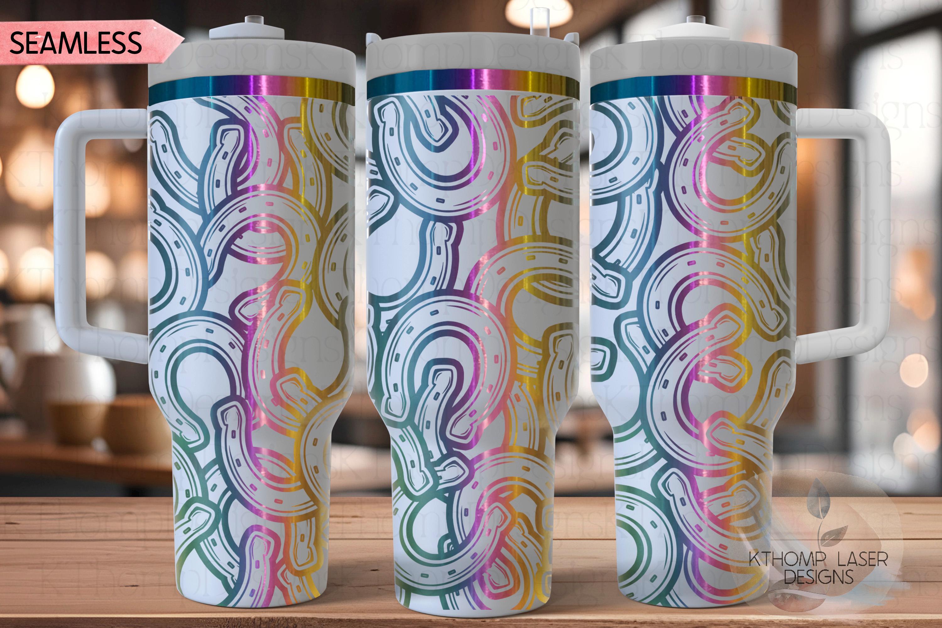 Horseshoes Burst Tumbler Wrap SVG | 40oz Laser Engraving File | Rotary Ready Digital Design | Western Farm SVG