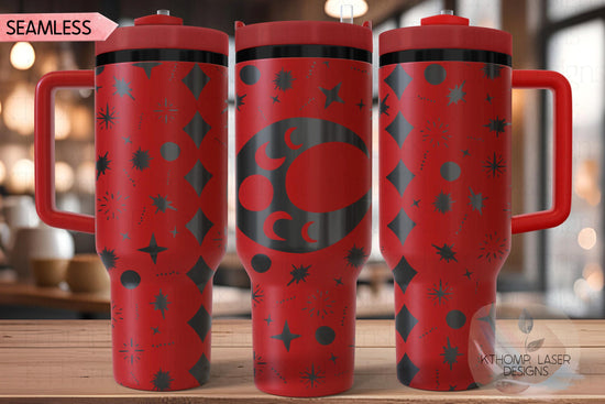 Moons and Stars Tumbler Wrap SVG | 40oz Laser Engraving File | Rotary Ready Digital Design | Zodiac Boho SVG