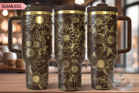 Sunflowers FU Middle Finger Tumbler Wrap SVG | 40oz Laser Engraving File | Rotary Ready Digital Design | Sassy Coffee SVG
