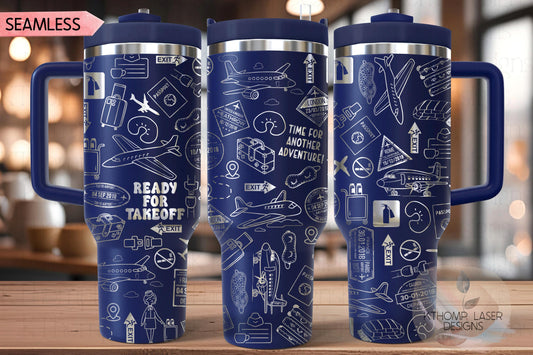 Traveler Loves To Travel Tumbler Wrap SVG | 40oz Laser Engraving File | Rotary Ready Digital Design | Hobby Travel SVG