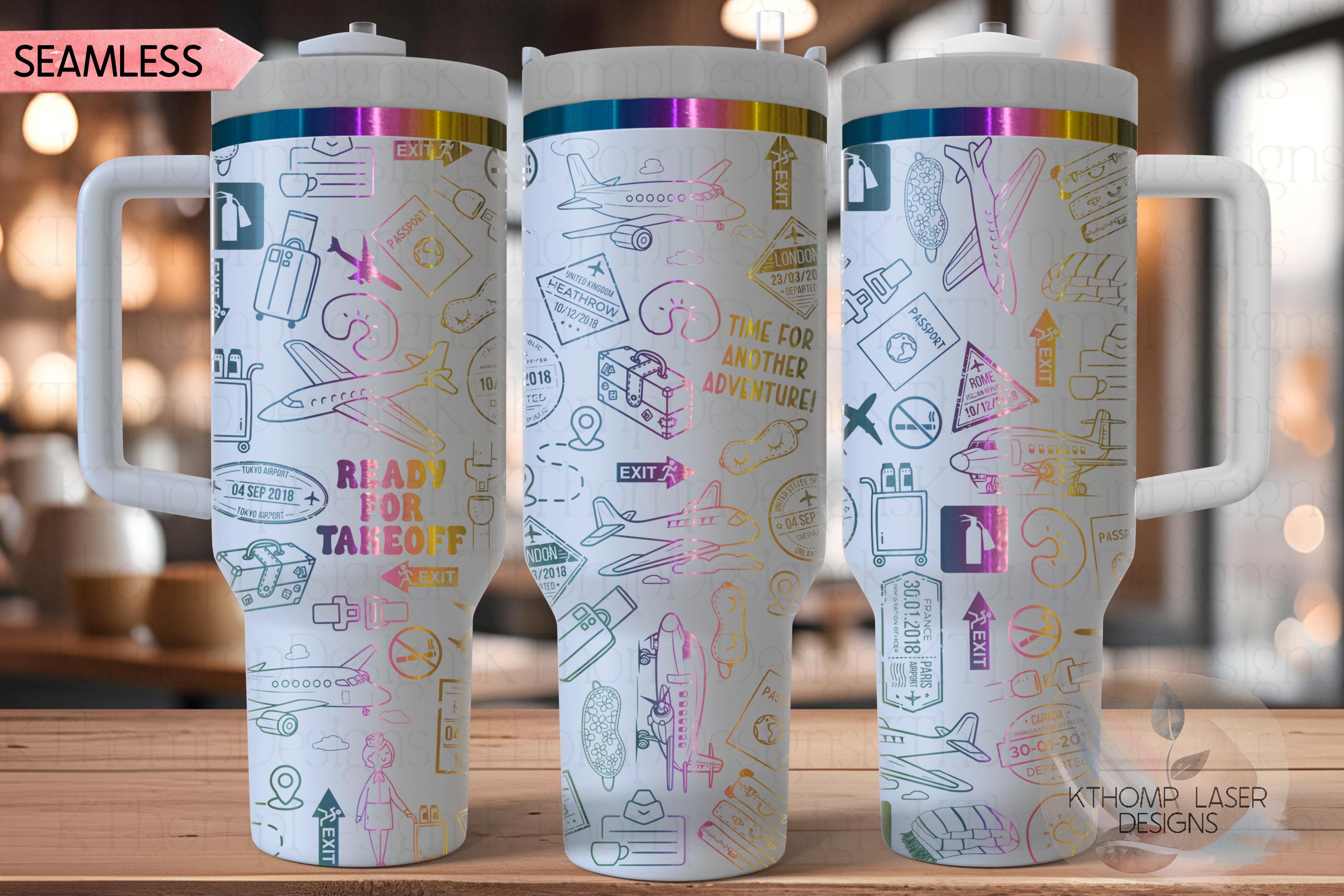Traveler Loves To Travel Tumbler Wrap SVG | 40oz Laser Engraving File | Rotary Ready Digital Design | Hobby Travel SVG