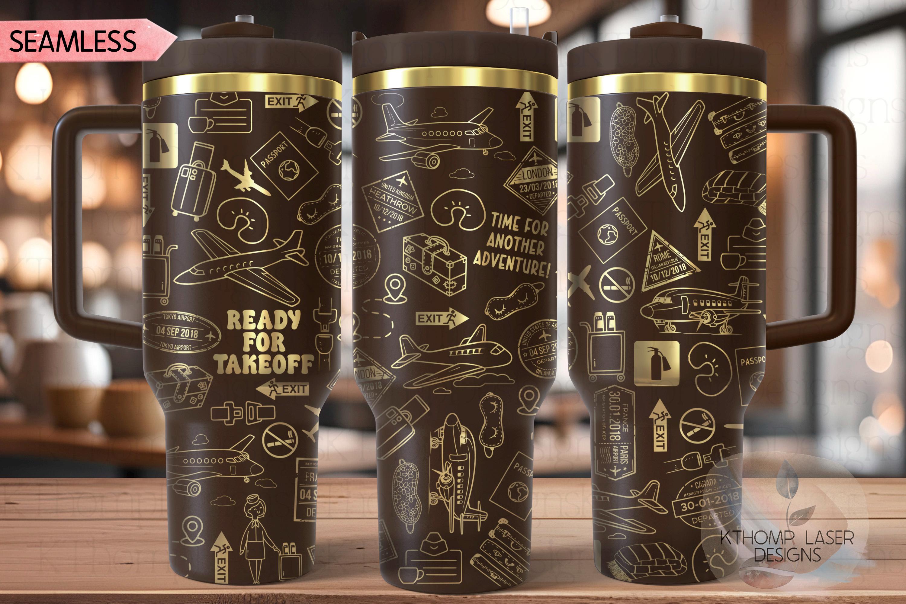 Traveler Loves To Travel Tumbler Wrap SVG | 40oz Laser Engraving File | Rotary Ready Digital Design | Hobby Travel SVG