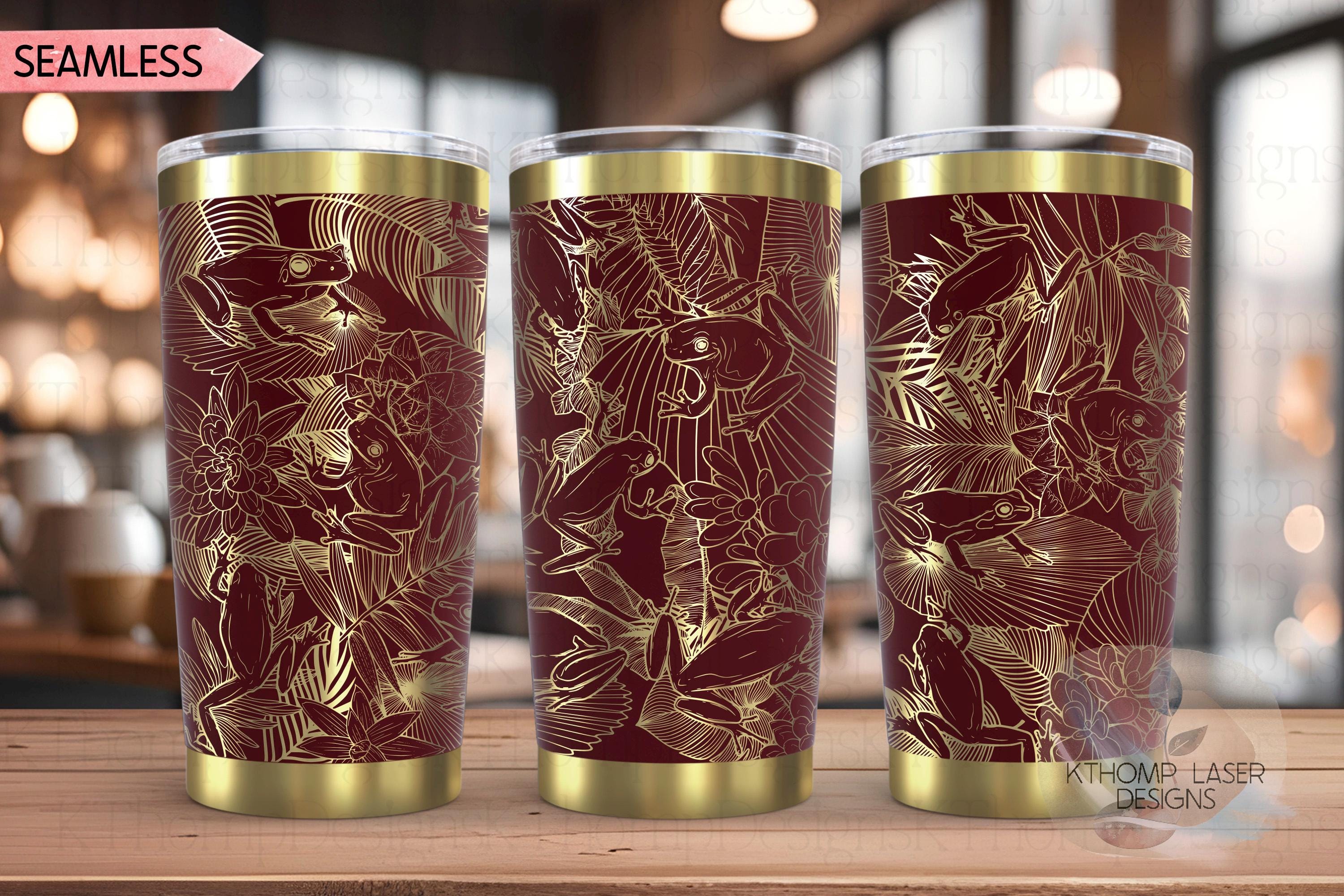 Tree Frogs Tumbler Wrap SVG | 20oz and 30oz Laser Engraving File | Rotary Ready Digital Design | Jungle Theme SVG