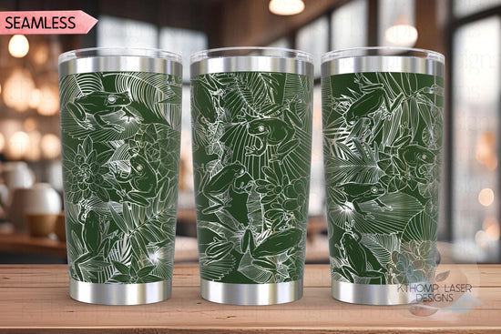 Tree Frogs Tumbler Wrap SVG | 20oz and 30oz Laser Engraving File | Rotary Ready Digital Design | Jungle Theme SVG