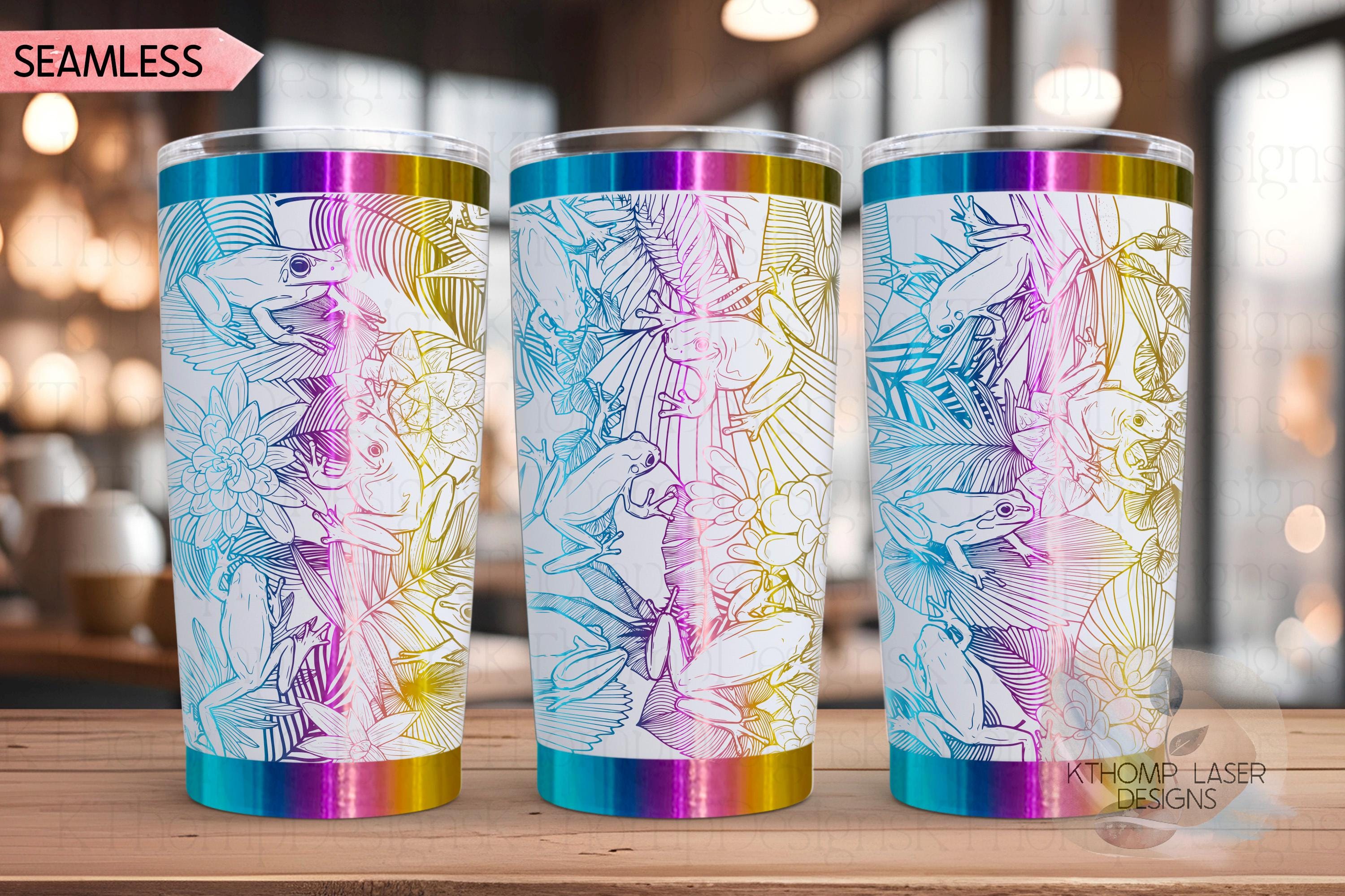 Tree Frogs Tumbler Wrap SVG | 20oz and 30oz Laser Engraving File | Rotary Ready Digital Design | Jungle Theme SVG