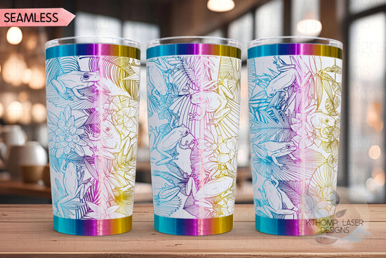 Tree Frogs Tumbler Wrap SVG | 20oz and 30oz Laser Engraving File | Rotary Ready Digital Design | Jungle Theme SVG