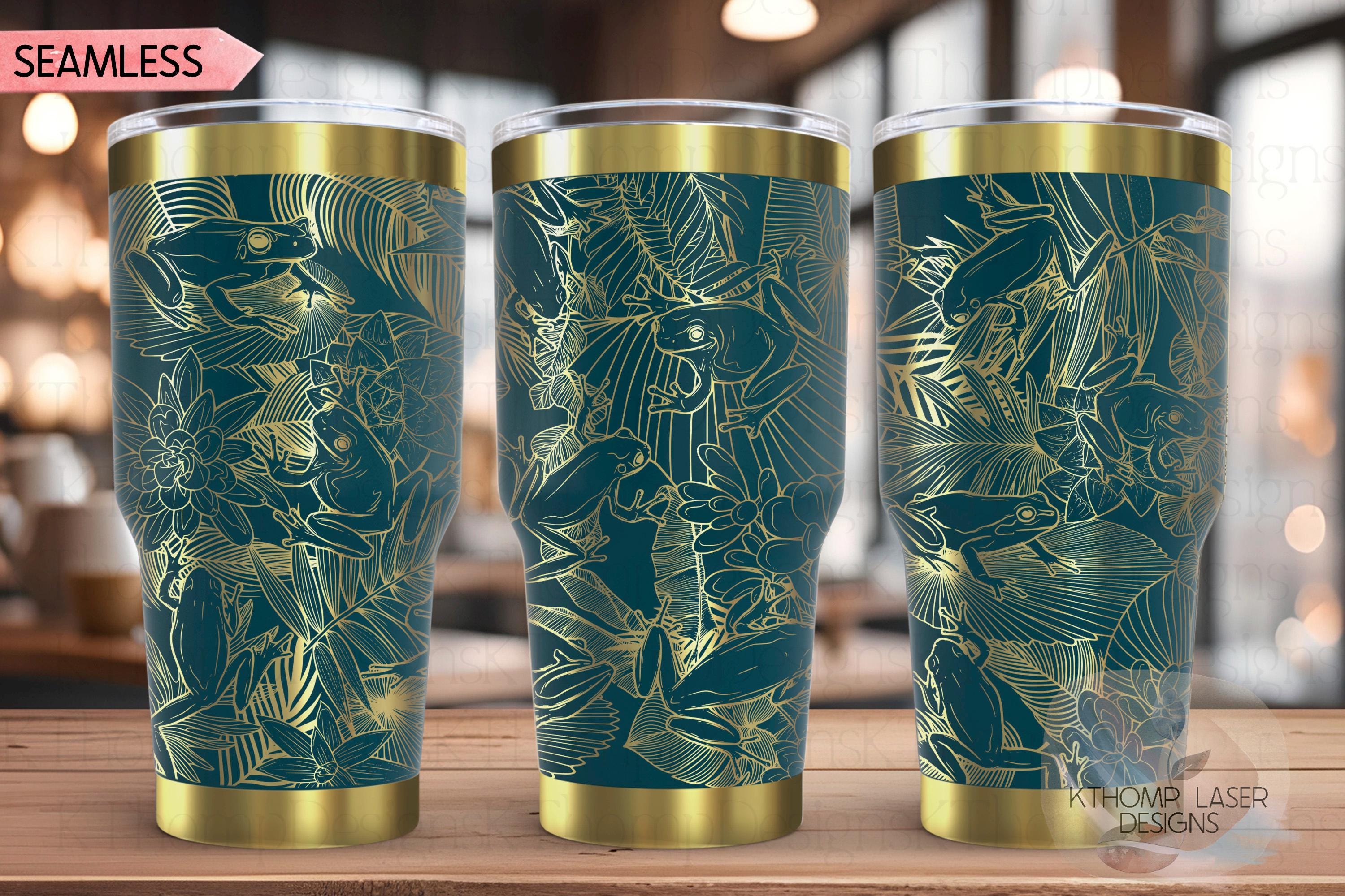 Tree Frogs Tumbler Wrap SVG | 20oz and 30oz Laser Engraving File | Rotary Ready Digital Design | Jungle Theme SVG