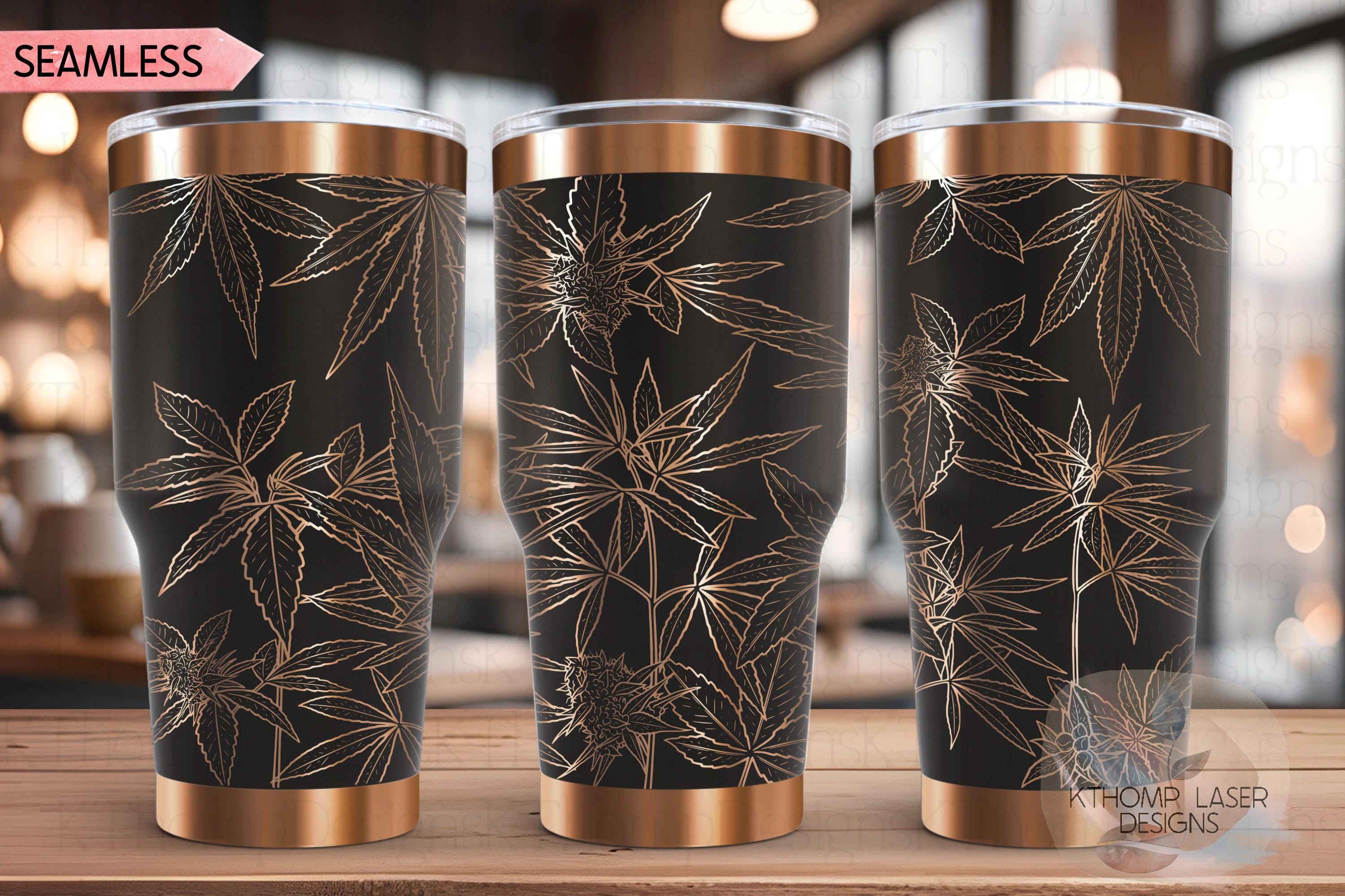 Cannabis Tumbler Wrap SVG | 20oz and 30oz Laser Engraving File | Rotary Engrave Digital Design | Floral SVG Design