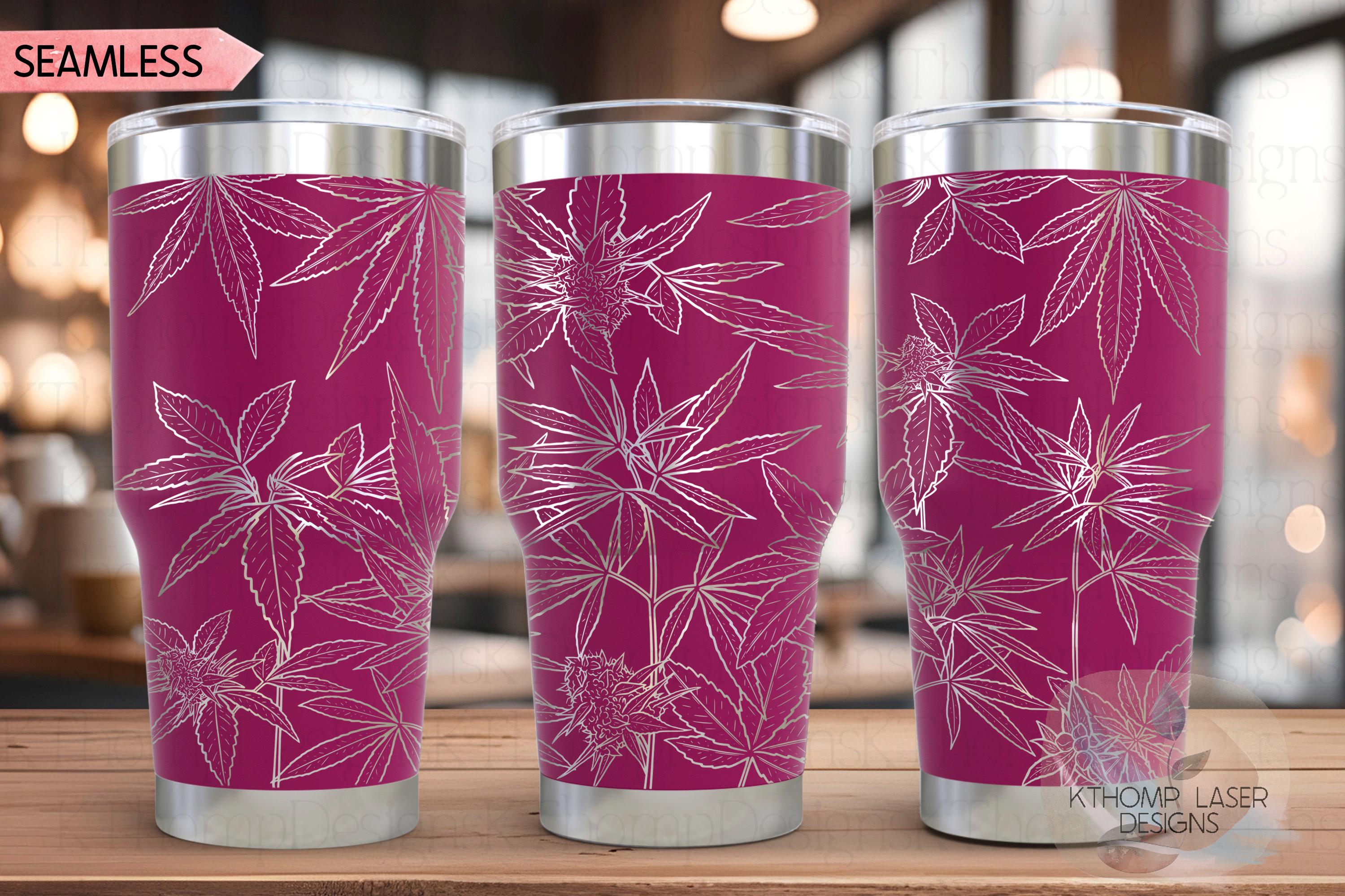 Cannabis Tumbler Wrap SVG | 20oz and 30oz Laser Engraving File | Rotary Engrave Digital Design | Floral SVG Design