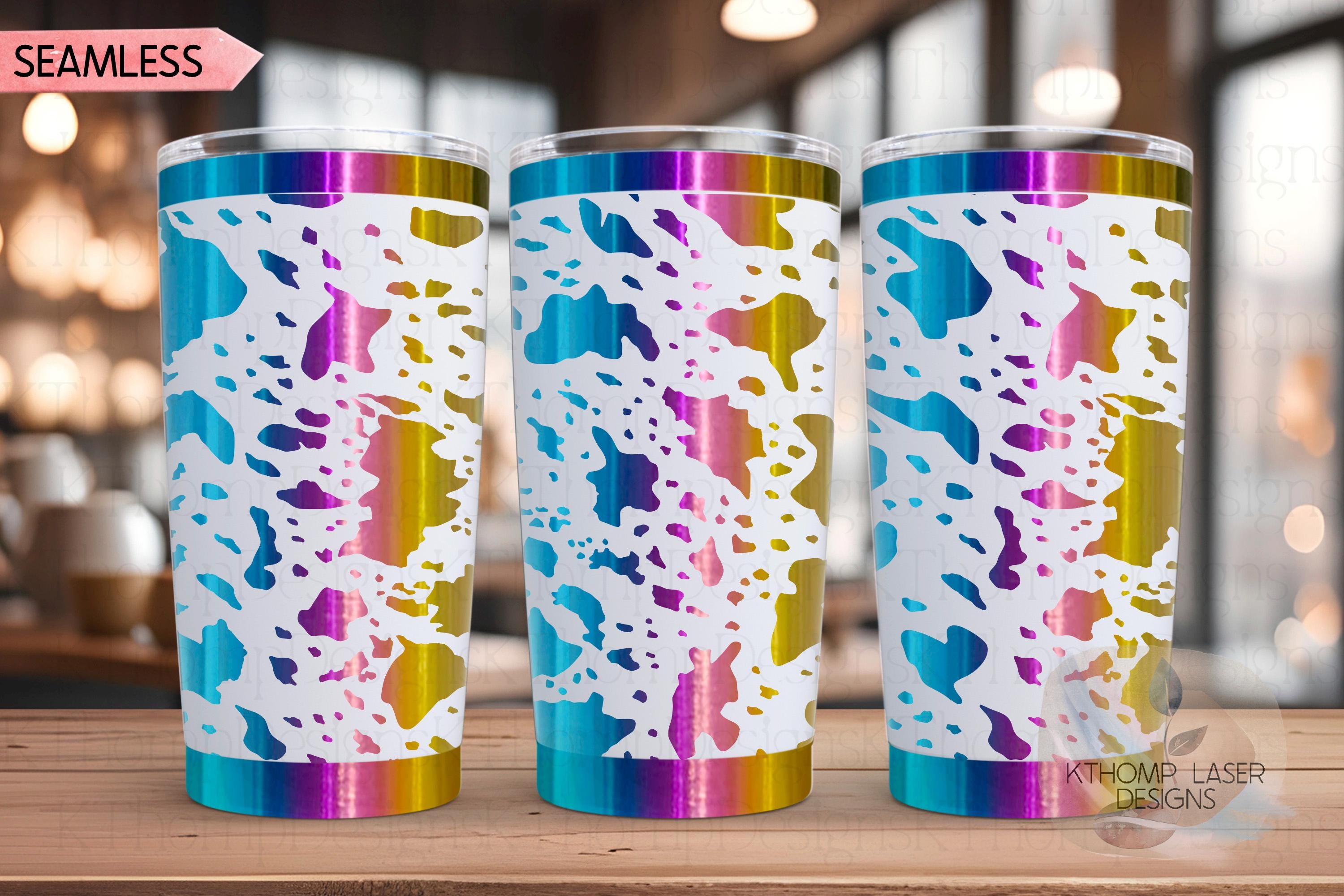 Cowhide Pattern Tumbler Wrap SVG | 20oz and 30oz Laser Engraving File | Rotary Ready Digital Background SVG