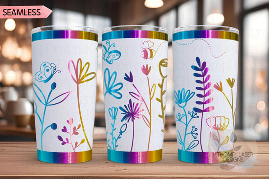 Floral Garden Tumbler Wrap SVG | 20oz and 30oz Laser Engraving File | Rotary Engrave Digital Design | Floral SVG Design