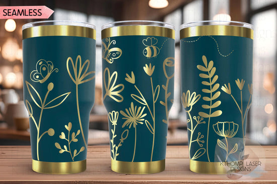 Floral Garden Tumbler Wrap SVG | 20oz and 30oz Laser Engraving File | Rotary Engrave Digital Design | Floral SVG Design