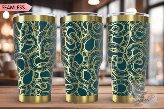 Horseshoes Burst Tumbler Wrap SVG | 20oz and 30oz Laser Engraving File | Rotary Ready Digital Design | Western Farm SVG