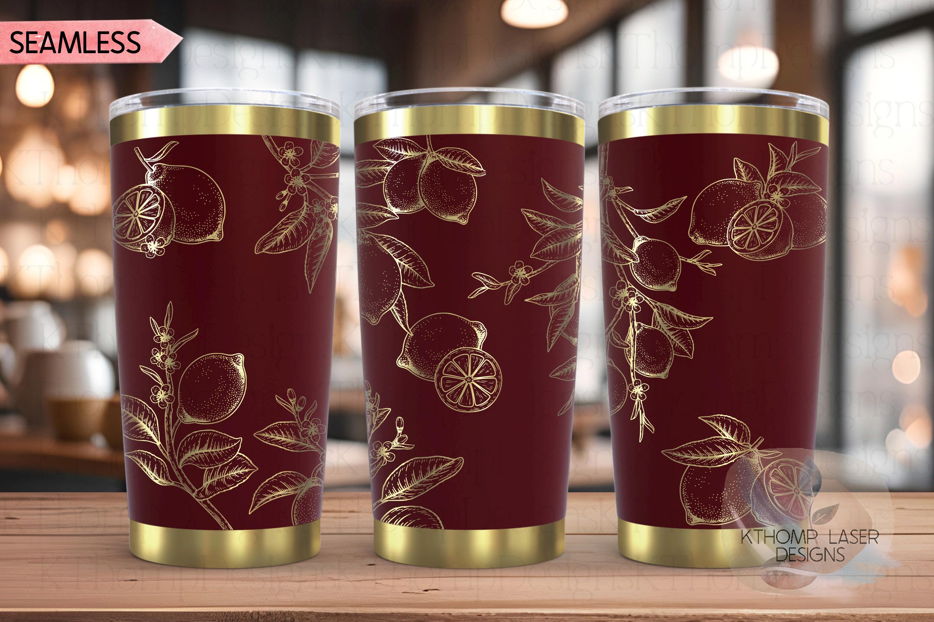 Lemons Tumbler Wrap SVG | 20oz and 30oz Laser Engraving File | Rotary Ready Digital Design | Foodie SVG