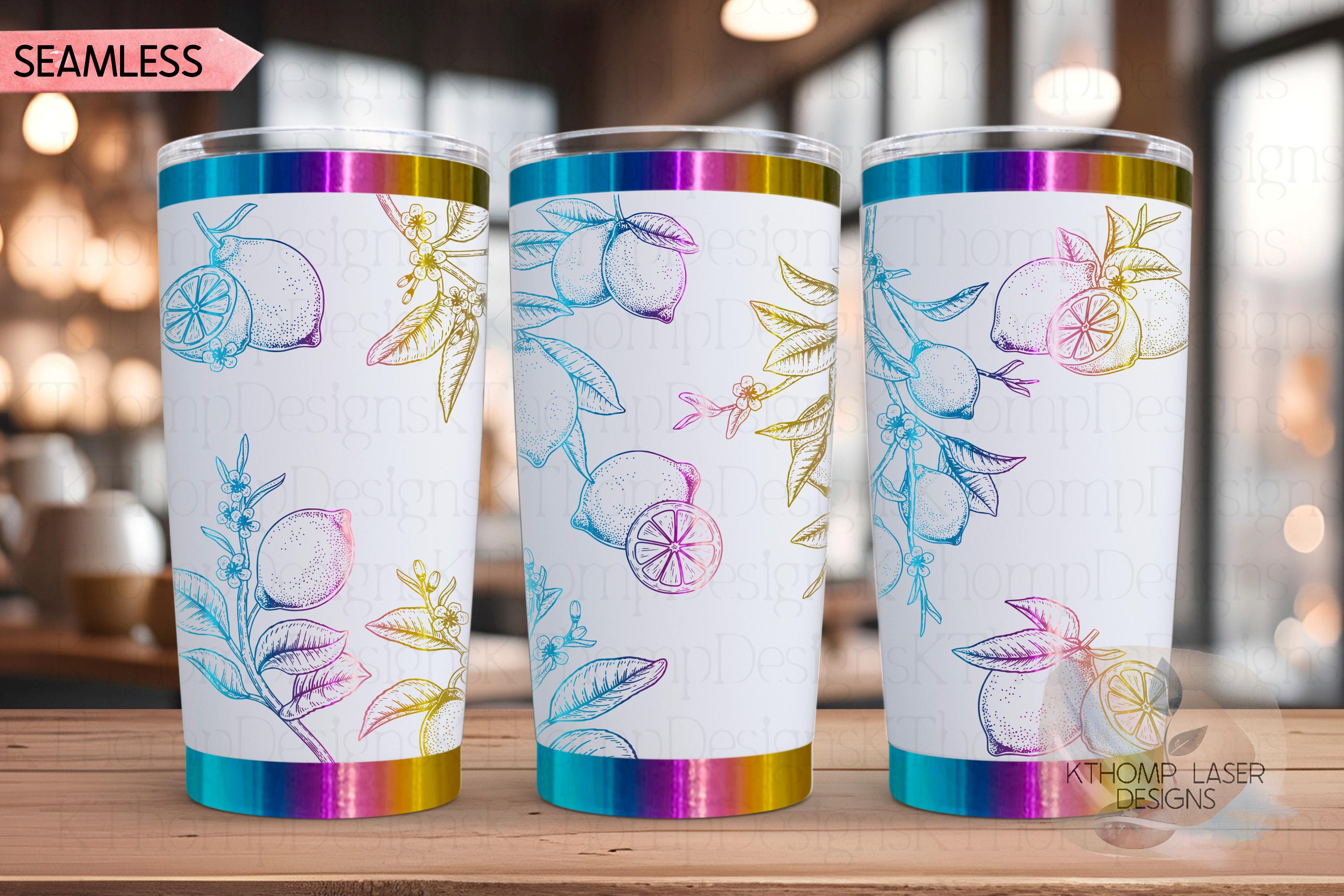 Lemons Tumbler Wrap SVG | 20oz and 30oz Laser Engraving File | Rotary Ready Digital Design | Foodie SVG