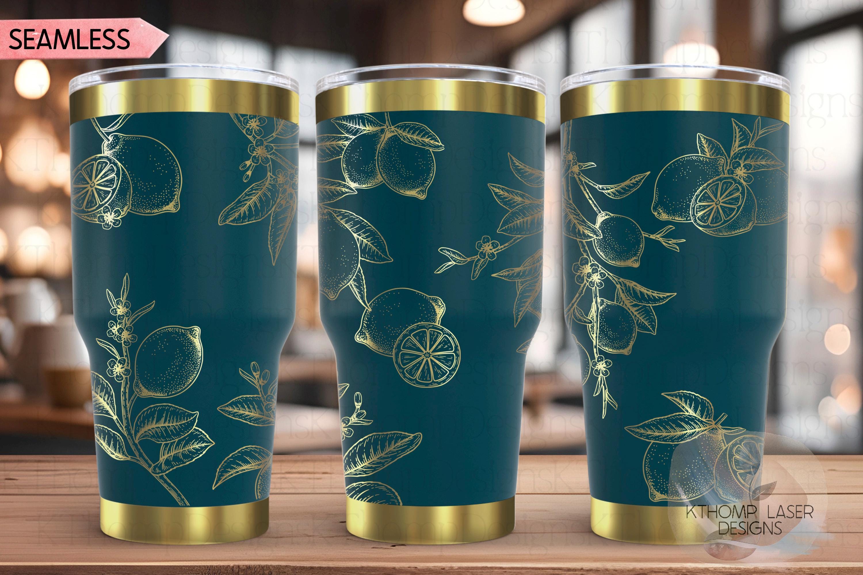 Lemons Tumbler Wrap SVG | 20oz and 30oz Laser Engraving File | Rotary Ready Digital Design | Foodie SVG