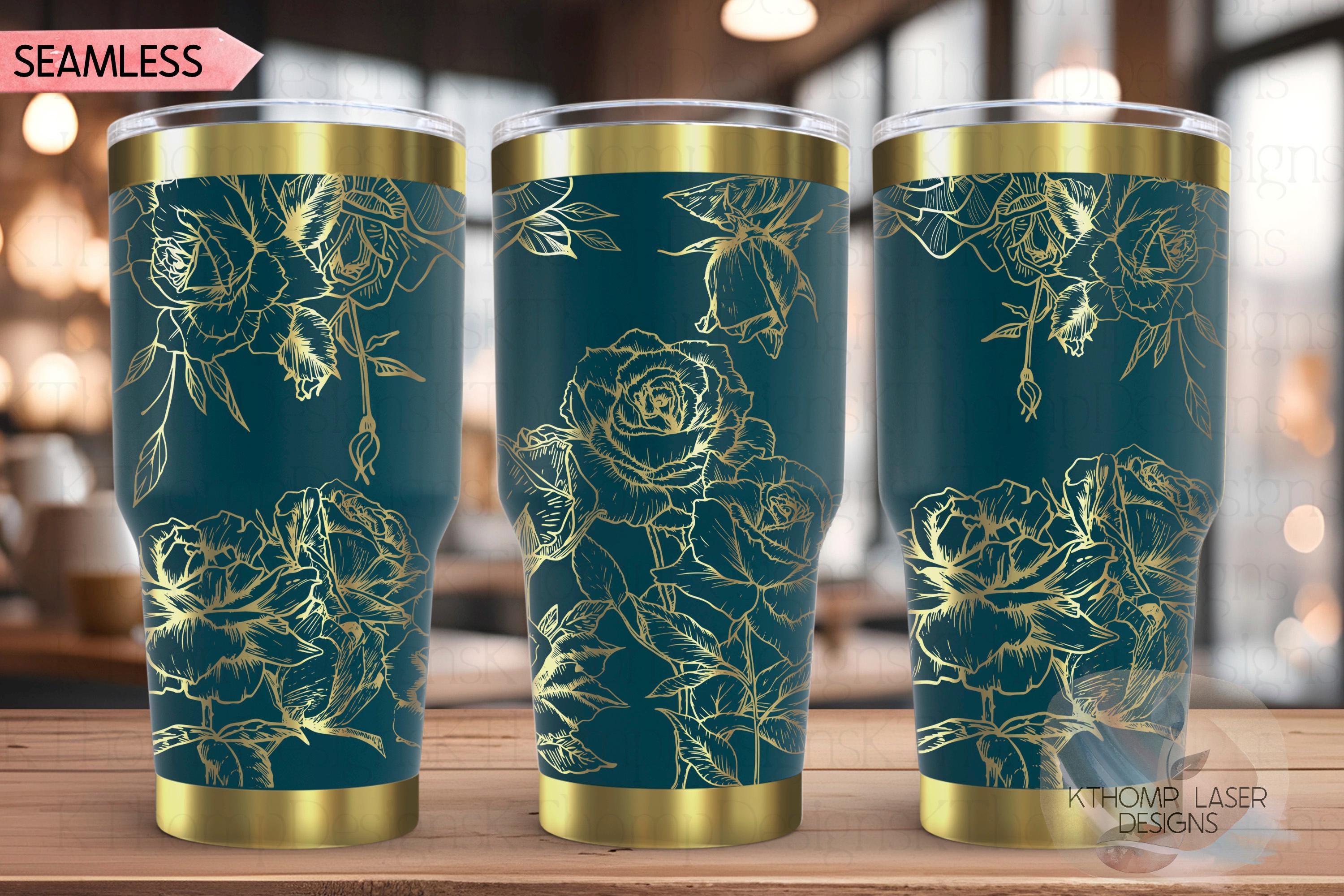 Roses 1 Tumbler Wrap SVG | 20oz and 30oz Laser Engraving File | Rotary Engrave Digital Design | Floral SVG Design