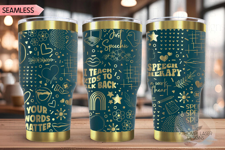 Speech Therapy Therapist Tumbler Wrap SVG | 20oz and 30oz Laser Engraving File | Rotary Ready Digital Design | Career Gift SVG