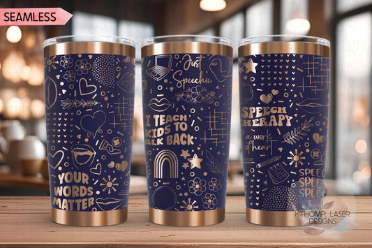 Speech Therapy Therapist Tumbler Wrap SVG | 20oz and 30oz Laser Engraving File | Rotary Ready Digital Design | Career Gift SVG