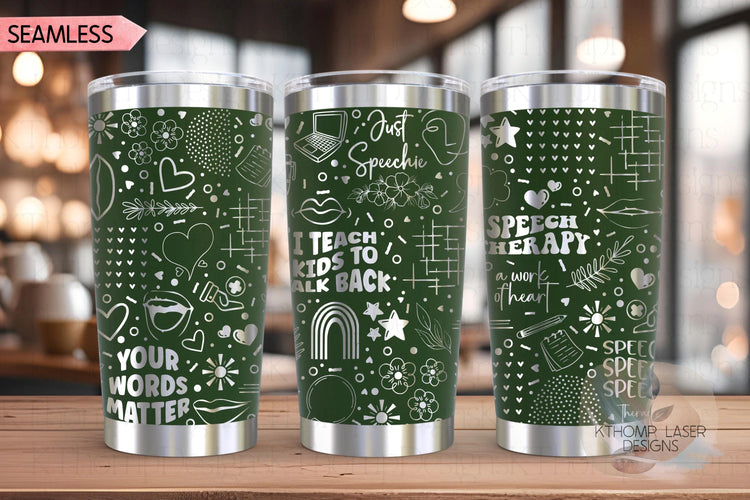 Speech Therapy Therapist Tumbler Wrap SVG | 20oz and 30oz Laser Engraving File | Rotary Ready Digital Design | Career Gift SVG