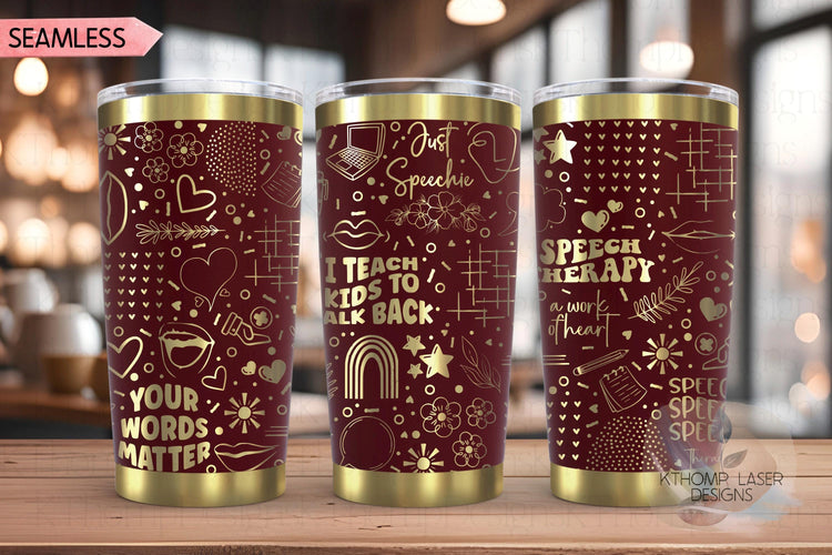 Speech Therapy Therapist Tumbler Wrap SVG | 20oz and 30oz Laser Engraving File | Rotary Ready Digital Design | Career Gift SVG