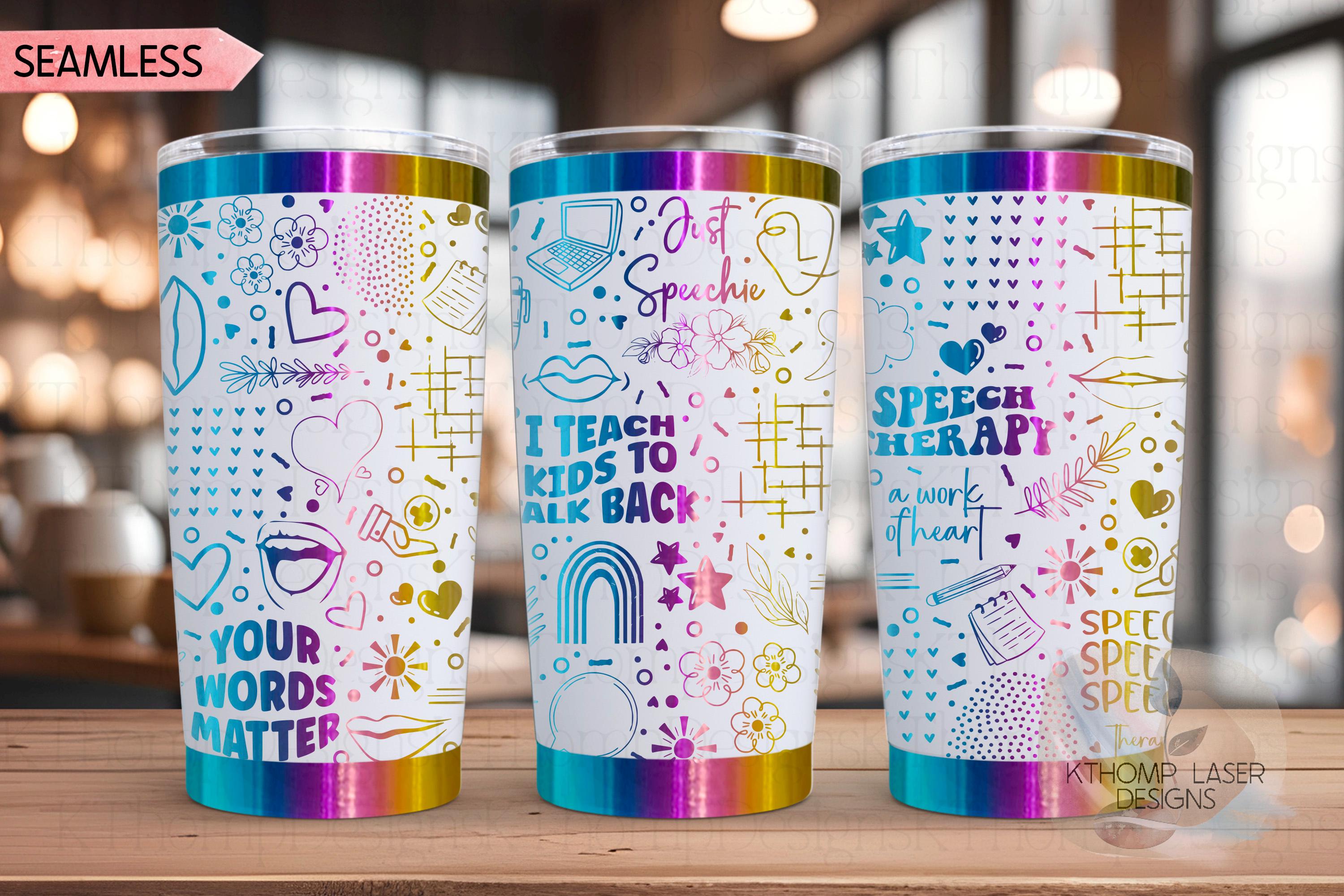 Speech Therapy Therapist Tumbler Wrap SVG | 20oz and 30oz Laser Engraving File | Rotary Ready Digital Design | Career Gift SVG