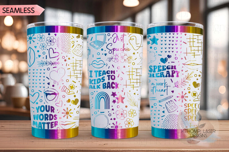 Speech Therapy Therapist Tumbler Wrap SVG | 20oz and 30oz Laser Engraving File | Rotary Ready Digital Design | Career Gift SVG