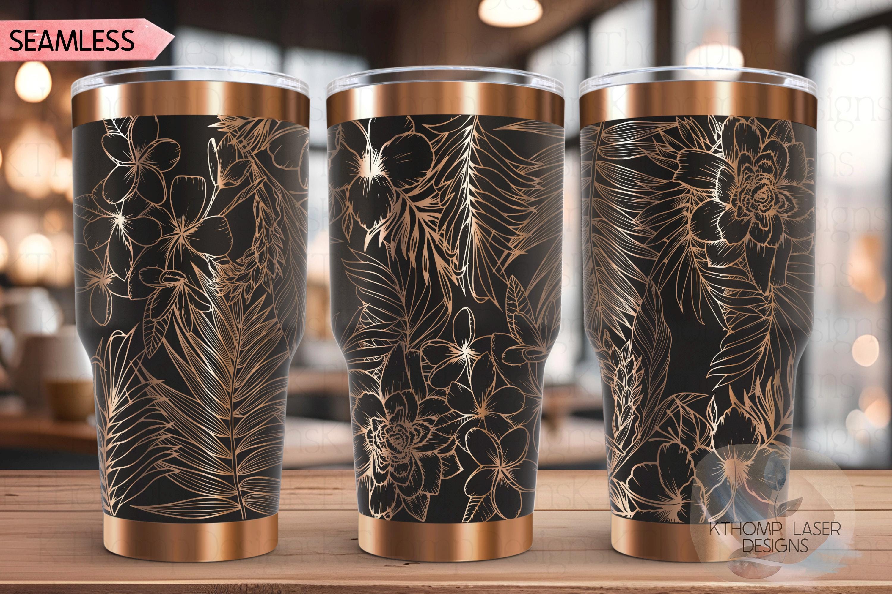 Tropical Plants Tumbler Wrap SVG | 20oz and 30oz Laser Engraving File | Rotary Engrave Digital Design | Floral SVG Design