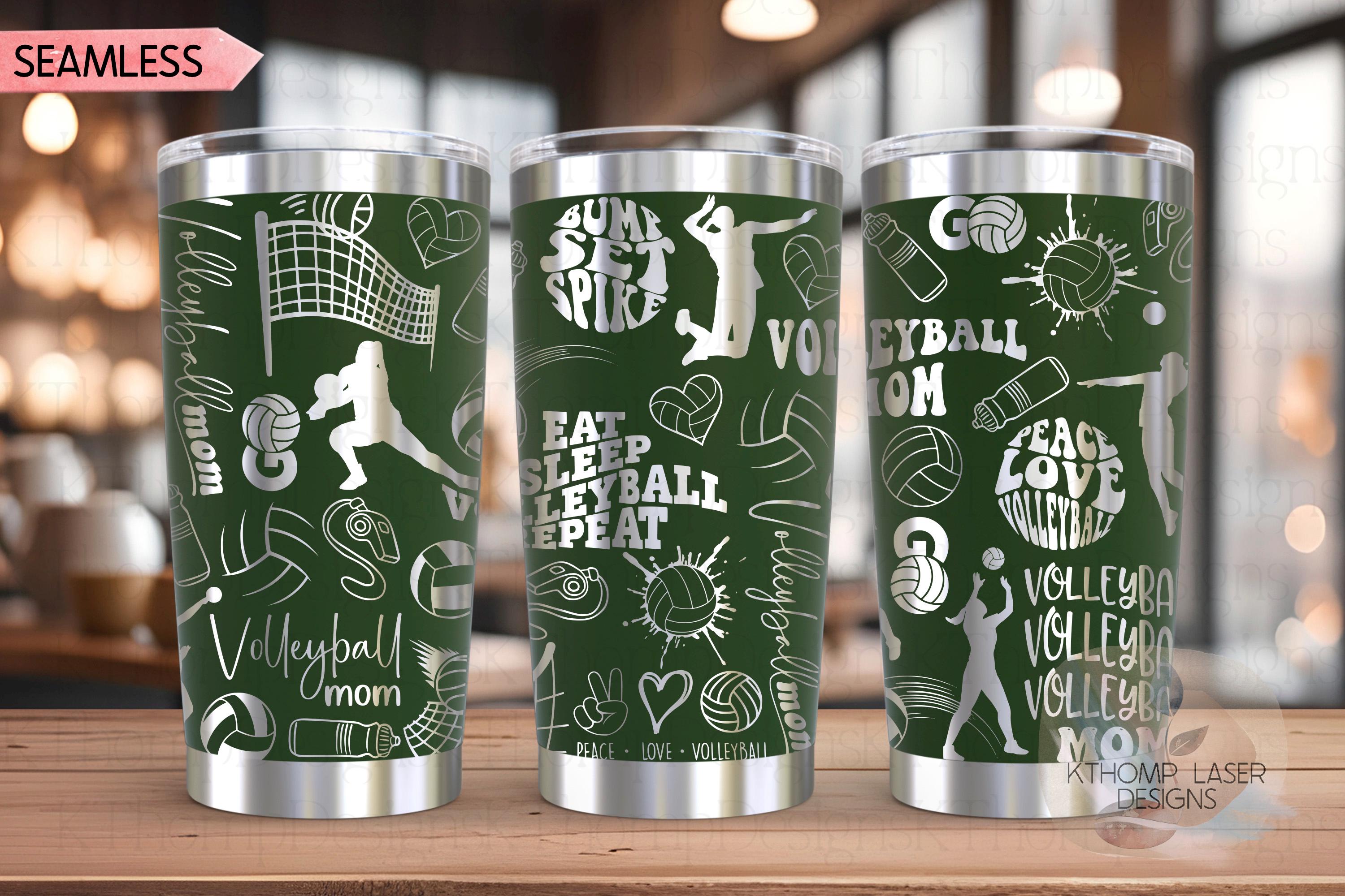 Volleyball Mom Tumbler Wrap SVG | 20oz and 30oz Laser Engraving File | Rotary Ready Digital Design | Mom Life SVG