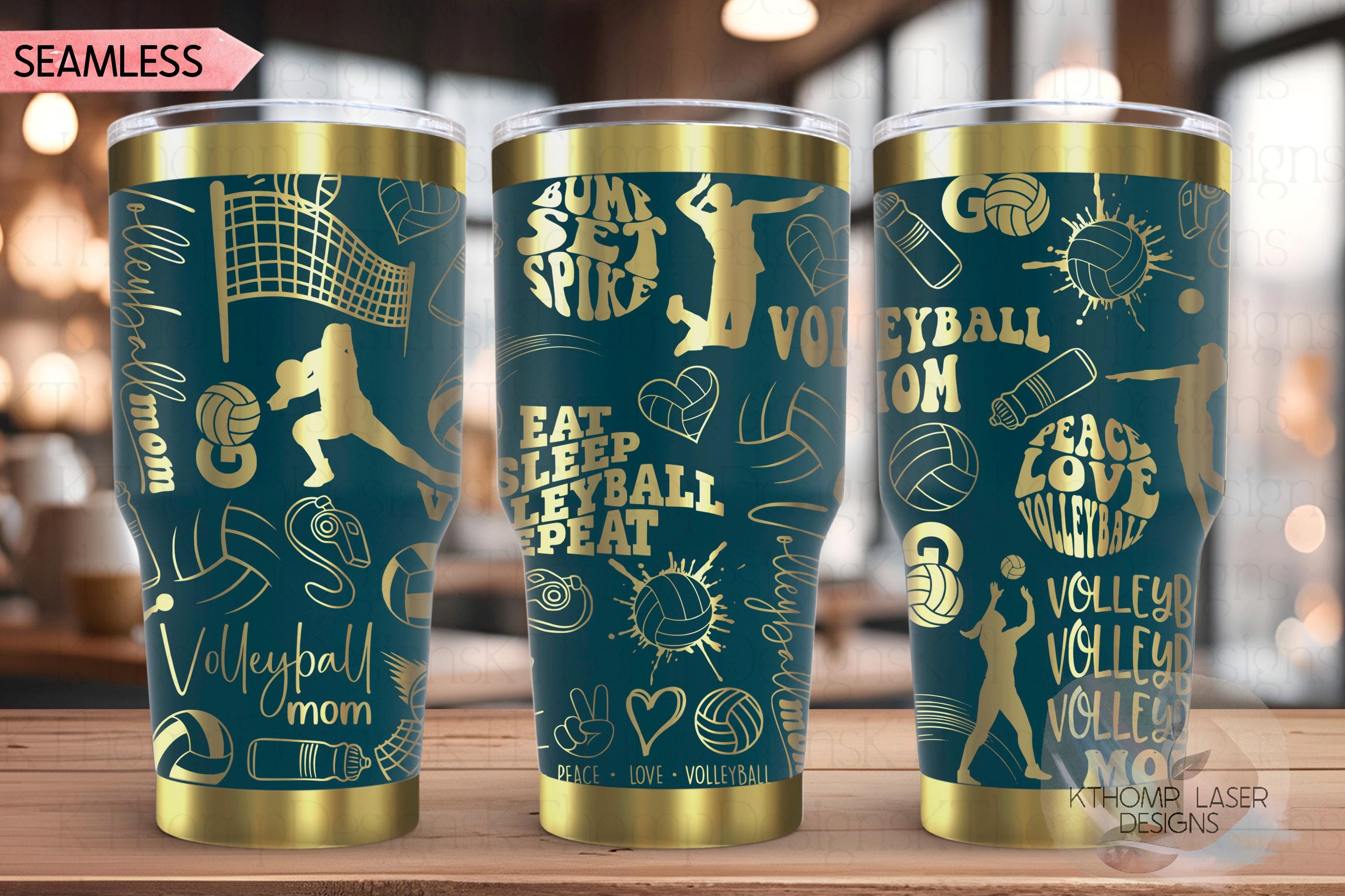 Volleyball Mom Tumbler Wrap SVG | 20oz and 30oz Laser Engraving File | Rotary Ready Digital Design | Mom Life SVG