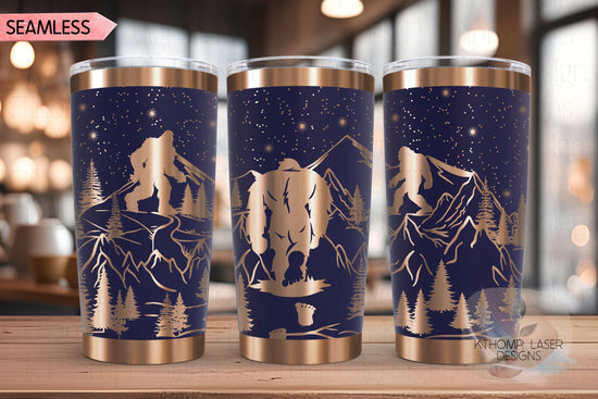 Yeti Bigfoot Sasquatch Tumbler Wrap SVG | 20oz and 30oz Laser Engraving File | Rotary Ready Digital Design | Exotic Animal SVG