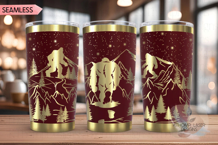 Yeti Bigfoot Sasquatch Tumbler Wrap SVG | 20oz and 30oz Laser Engraving File | Rotary Ready Digital Design | Exotic Animal SVG