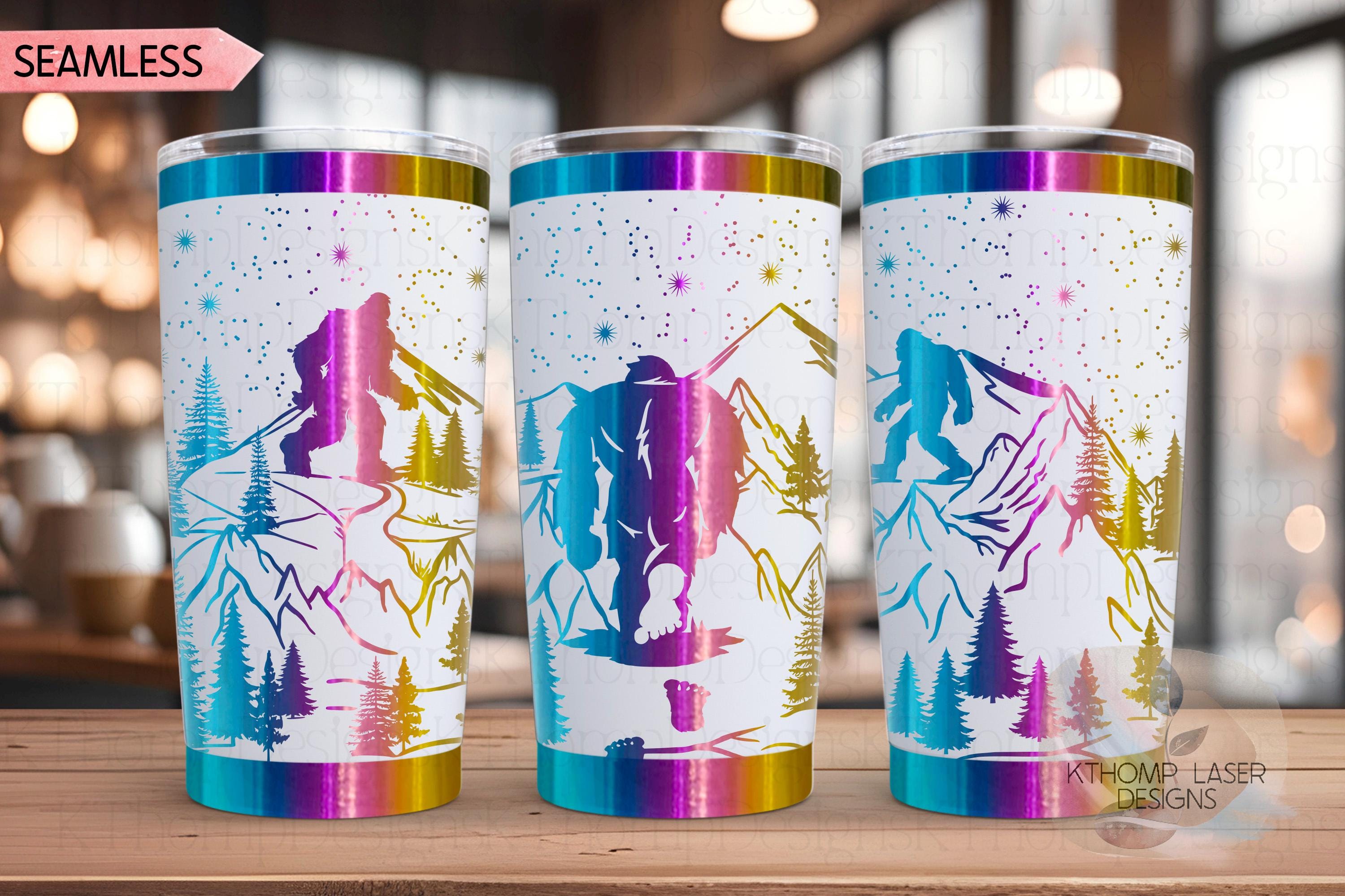 Yeti Bigfoot Sasquatch Tumbler Wrap SVG | 20oz and 30oz Laser Engraving File | Rotary Ready Digital Design | Exotic Animal SVG