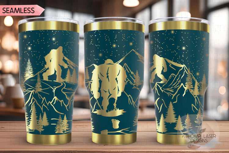 Yeti Bigfoot Sasquatch Tumbler Wrap SVG | 20oz and 30oz Laser Engraving File | Rotary Ready Digital Design | Exotic Animal SVG