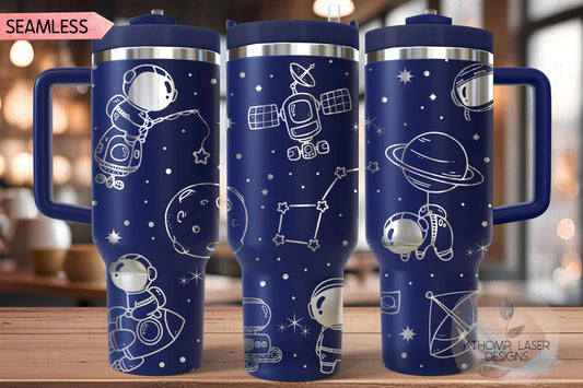 Astronauts Outer Space Galaxy Tumbler Wrap SVG | 40oz Laser Engraving File | Rotary Ready Digital Design | Career Gift SVG
