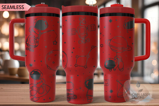 Astronauts Outer Space Galaxy Tumbler Wrap SVG | 40oz Laser Engraving File | Rotary Ready Digital Design | Career Gift SVG