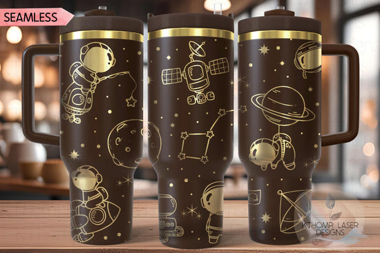Astronauts Outer Space Galaxy Tumbler Wrap SVG | 40oz Laser Engraving File | Rotary Ready Digital Design | Career Gift SVG