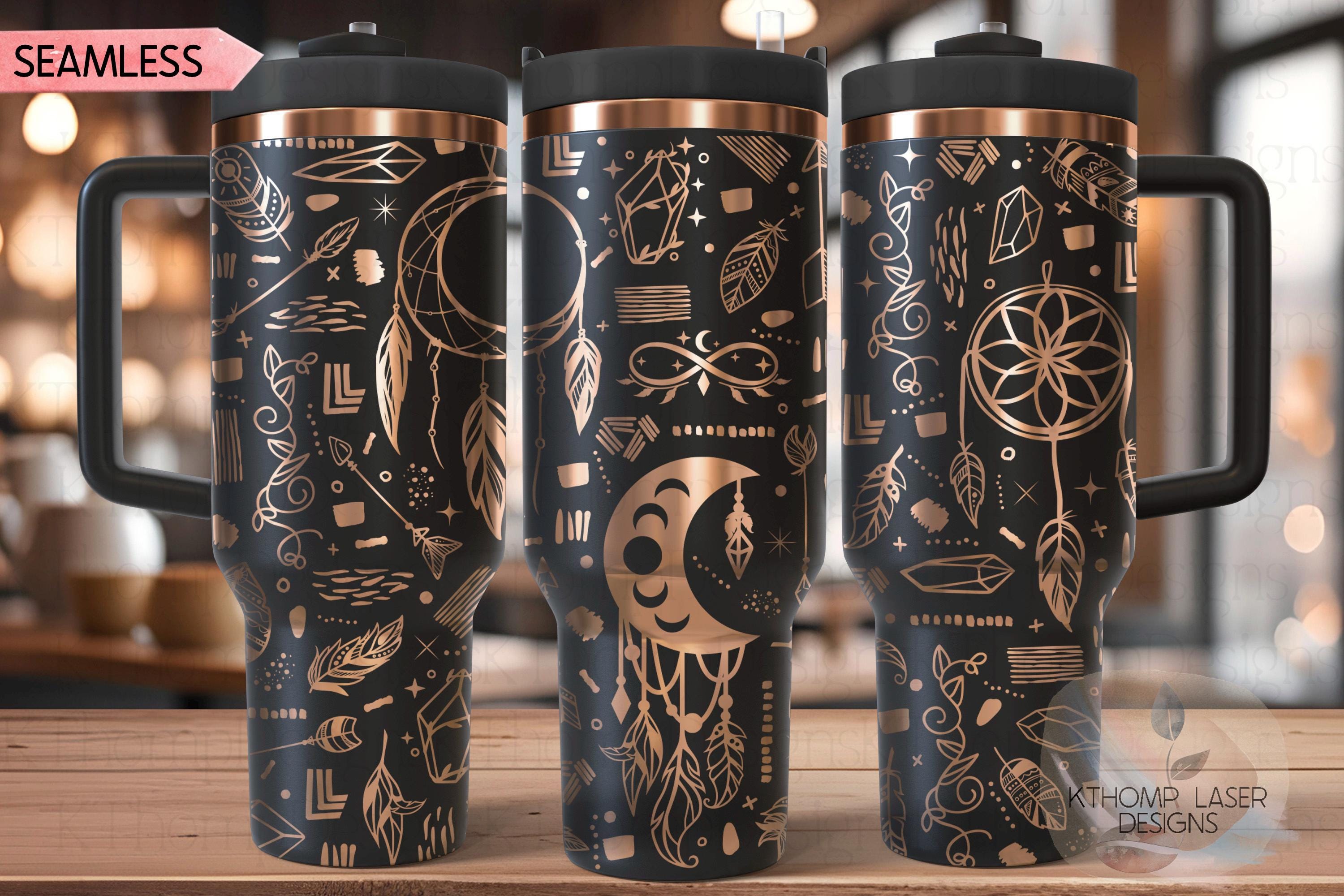 Boho Dream Catchers Tumbler Wrap SVG | 40oz Laser Engraving File | Rotary Ready Digital Design | Zodiac Boho SVG