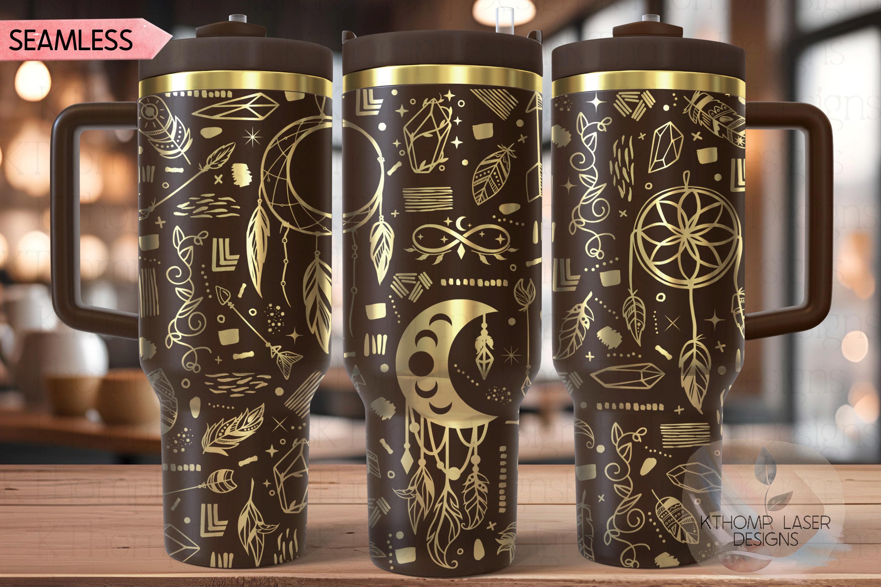 Boho Dream Catchers Tumbler Wrap SVG | 40oz Laser Engraving File | Rotary Ready Digital Design | Zodiac Boho SVG