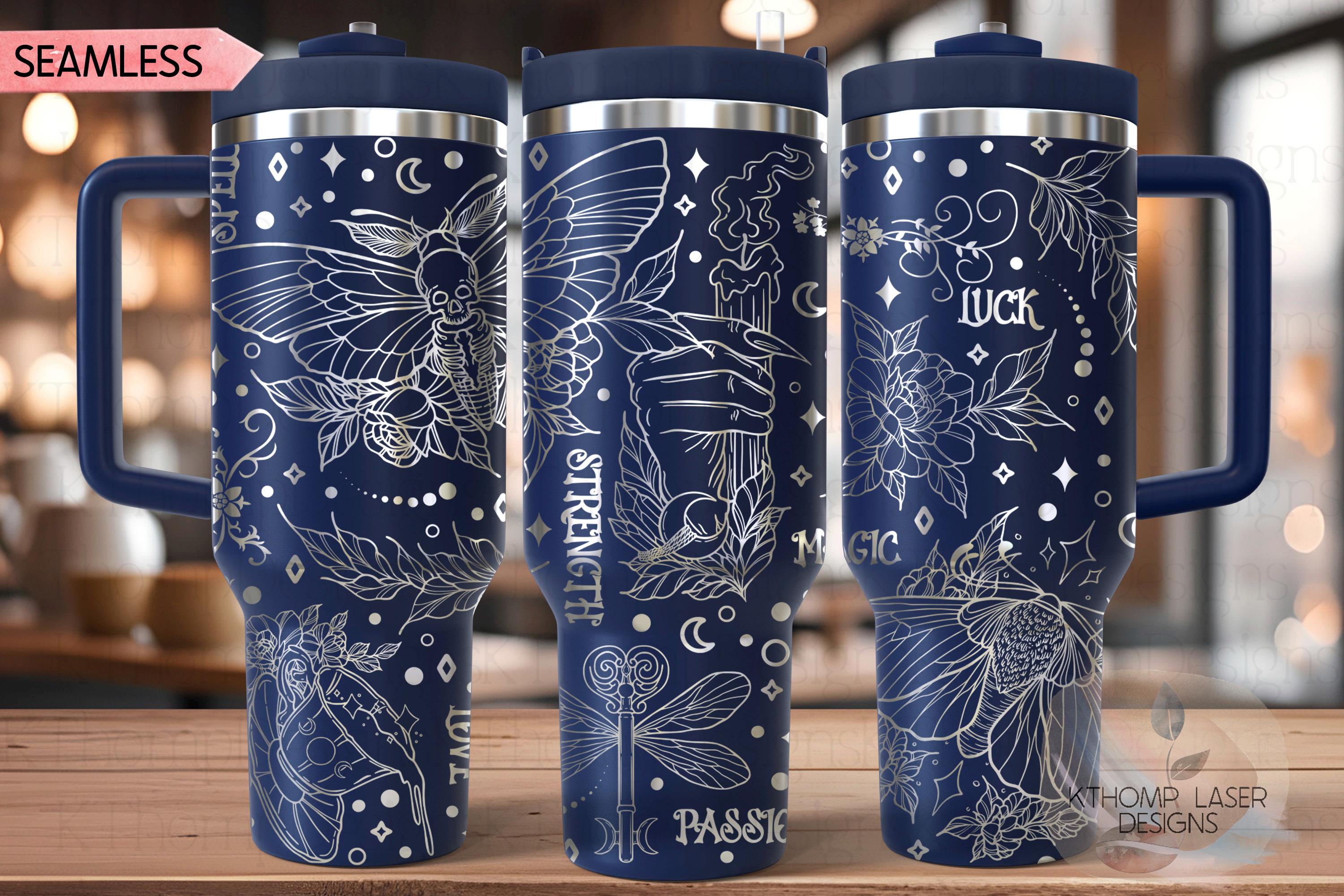 Witchy Vibes Potions & Spells Tumbler Wrap SVG | 40oz Laser Engraving File | Rotary Ready Digital Design | Zodiac Boho SVG