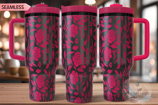 Floral Filagree Vintage Pattern Tumbler Wrap SVG | 40oz Laser Engraving File | Rotary Ready Digital Background SVG