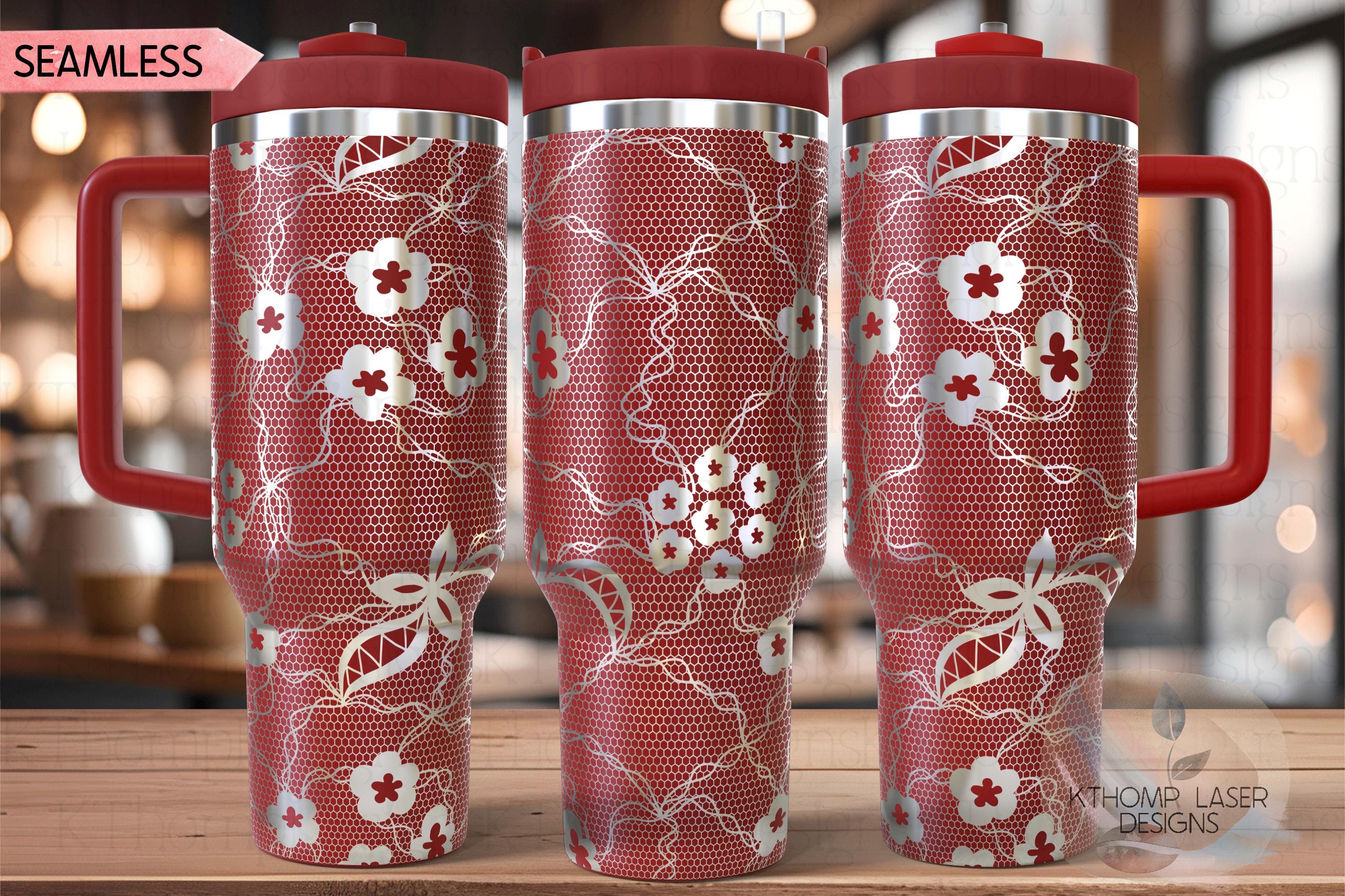 Sexy Lace Pattern Tumbler Wrap SVG | 40oz Laser Engraving File | Rotary Ready Digital Background SVG